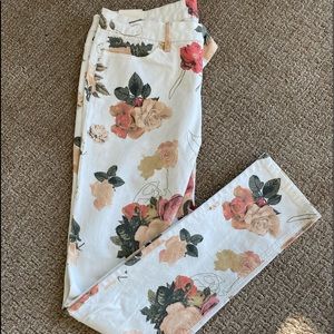 Floral print jeans